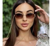 1 pezzo Occhiali alla moda con catena di diamanti su tutto il telaio, occhiali retrò versatili e personalizzati Blocchi di colorePC