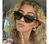 1 pezzo Occhiali da donna alla moda con montatura ovale e grande, occhiali da gatto semplice e versatile per l'estate, la vacanza in spiaggia, l"esterno, stile preppy per il ritorno a scuola, stampa a