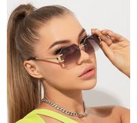 1 pezzo Occhiali da donna con montatura metallica e design squadrato e cavo, vintage, eleganti e alla moda, adatti per uso quotidiano, vacanza, viaggio, accessori da spiaggia, outfit estivi e invernal