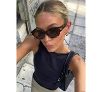 1 pezzo Occhiali da donna con montatura ovale e grande, occhiali alla moda a forma di occhio di gatto, semplici e versatili per l'estate, la spiaggia, vacanze, l'esterno, i viaggi, stile preppy per il