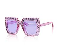 1 pezzo occhiali da sole con strass quadrati unisex diamante occhiali, Viola