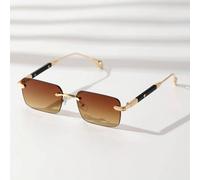 1 pezzo Occhiali da sole da uomo per l'estate, senza montatura, con design del bracciale spesso a forma di cuore in metallo, di lusso per la guida, occhiali di moda (con custodia e cordino) per spiagg