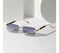 1 pezzo Occhiali da sole da uomo per l'estate senza montatura, con gambe con motivo a forma di cuore in metallo, occhiali di guida di lusso di alta qualità (con custodia per occhiali e laccetto per oc