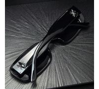 1 pezzo Occhiali da sole neri a forma di ragno con gemme, stile hip hop rock vintage, piccoli e quadrati, occhiali alla moda per uomo e donna, stampa leopardata Y2K, senza montatura, con lenti colorat