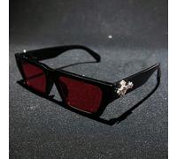 1 pezzo Occhiali da sole quadrati sportivi e casual vintage con decorazione a croce e cuore in cristallo, lenti in policarbonato infrangibili, adatti per tutte le stagioni, stile vintage di moda Y2K,