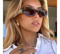 1 pezzo Occhiali di moda dalla forma ovale, stile retrò per donne, molto popolari sui social media Blocchi di colorePC