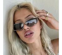 1 pezzo occhiali di stile Y2K con montatura in metallo argento, accessori di moda per spiaggia per donna, adatti per vacanze estive, attività all'aperto, viaggi, stile preppy per il ritorno a scuola B