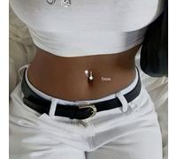 1 pezzo Ombelicale in argento sterling 925 con diamanti, a forma di S, con perline spezzate e vite doppia, pallina scintillante, adatto per uso quotidiano, abiti estivi, il regalo migliore per fidanza