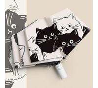 1 pezzo Ombrello automatico completamente con motivo a gatto cartoni animati, antivento, protezione UV, parasole, ombrello da viaggio, regalo di San Valentino per ragazzi con cuore, rinfrescante per l