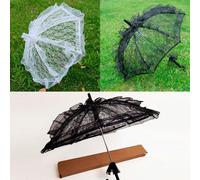 1 pezzo Ombrello in pizzo bianco e nero, stile occidentale, accessorio per matrimonio, adatto per cerimonie nuziali e performance di danza nero,BiancoColore unicoPoliammide