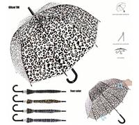 1 pezzo Ombrello trasparente multicolore casuale da 60 cm, ombrello automatico con stampa leopardata, telaio antivento a 8 stecche - compatto e portatile, con telo canopy dorato/beige/bianco, adatto p
