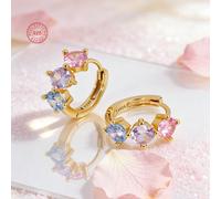 1 pezzo Orecchini a cerchio in argento sterling 925 a bassa allergia con zirconi colorati, dolci e sognanti, confezione regalo, di lusso ed elegante, adatti per uso quotidiano o per le vacanze, regalo