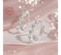 1 pezzo Orecchini a cerchio in argento sterling 925 a forma di cuore, ipoallergenici, incastonati con zirconi cubici scintillanti, eleganti ed esquisiti, regalo per ragazze, amici, ritorno a scuola Ta