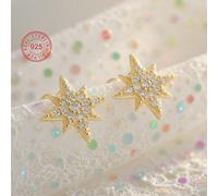 1 pezzo Orecchini a perno in argento sterling 925 ipoallergenici a forma di stella, incastonati con zirconi cubici scintillanti, orecchini a spirale che non cadranno, confezione regalo, eleganti e raf