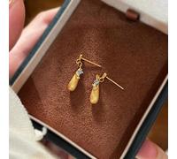 1 pezzo Orecchini vintage in stile neo-cinese con goccia d'acqua in agata blu oceano, gioielli di lusso dal design elegante ispirato al palazzo, adatti per uso quotidiano, festival, feste, regalo sorp