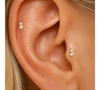 1 pezzo Orecchino ipoallergenico in argento Sterling 925 delicato con montatura a griffe placcato oro 18K per piercing all'elica del carrello trago, regalo di gioielleria per donne e ragazze da indoss