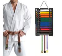 1 pezzo Organizer da parete per cinture di arti marziali, rastrelliera portatile per esposizione di cinture di karate con gancio per medaglie, supporto leggero per appendere le cinture di taekwondo, a