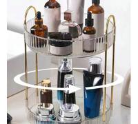 1 pezzo Organizer per il trucco a rotazione a 360°, per la toeletta, con alta capacità per trucco, cura della pelle, profumo, cosmetici e accessori da appoggio per ripiani terzo piano,Secondo piano,st