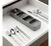 1 pezzo Organizer per utensili da cucina, divisore per cassetto, scatola portaoggetti per coltelli, forchette e cucchiai, portacoltelli, scatola portautensili per cassetto Bianco,grigioABS