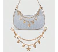 1 pezzo Ornamento a conchiglia per uno stile vacanziero, catena a forma di stella marina e conchiglia, portachiavi a forma di coda marina, adatto per abbinare a una piccola borsa quadrata durante le v