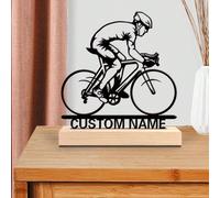 1 pezzo Ornamento in metallo personalizzato unico, ornamento in metallo personalizzato con nome, ciclista e Gesù & della pace, decorazione da parete in stile fattoria con cornice in legno, perfetto pe