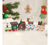 1 pezzo Ornamento natalizio in legno a quattro sezioni a forma di treno, decorazione mini dipinta a tema treno, perfetto come regalo di Natale per amici e famiglia, decorazione per feste natalizie, de