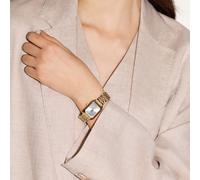 1 pezzo Orologio da donna con quadrante piccolo quadrato in metallo, numeri romani, cinturino in acciaio, movimento al quarzo, adatto per il ritorno a scuola, abbinamento quotidiano, compleanno, regal