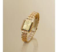 1 pezzo Orologio da donna con quadrante piccolo quadrato in metallo, numeri romani, cinturino in acciaio, movimento al quarzo, adatto per il ritorno a scuola, abbinamento quotidiano, compleanni, regal