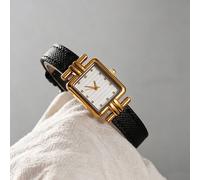 1 pezzo Orologio da donna in pelle PU, quadrante rettangolare piccolo, stile britannico retrò, orologio al quarzo di lusso di nicchia, adatto per vacanze, feste, matrimoni, ritorno a scuola, Natale, R