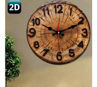 1 pezzo Orologio da parete in legno rotondo da 10"/12", con venatura del legno visibile e anelli annulari - Numeri e lancette neri classici, adatto per casa, ufficio, caffetteria, soggiorno, decorazio