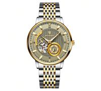 1 pezzo Orologio da uomo in acciaio inossidabile automatico meccanico da business, impermeabile, luminoso, con tourbillon a scheletro, orologio da polso alla moda per uomo, regalo per le vacanze Tagli
