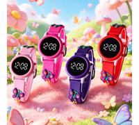 1 pezzo Orologio di moda per bambine con tema di farfalle e animali, con cinturino digitale LED e orologio. È un articolo scolastico economico per la stagione del ritorno a scuola. È adatto per studen
