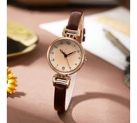 1 pezzo Orologio elettronico dal design minimalista, quadrante piccolo, cinturino in pelle, movimento al quarzo, adatto per uso quotidiano, esami, può essere usato come regalo per anniversario, comple