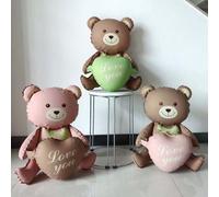 1 pezzo, Palloncino a forma di orso che abbraccia un cuore di 42 pollici, per San Valentino/Matrimonio/Regalo per Spose, Decorazione 1 pezzo-marrone,1 pezzo-rosa,1 pezzo-verdePET