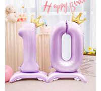 1 pezzo Palloncino numero 40 pollici con corona viola e supporto, decorazione per feste di compleanno, celebrazioni di anniversario, prop per foto, decorazione della stanza, festa all aperto, Natale 7