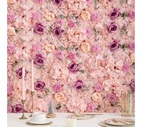 1 pezzo Pannello da parete floreale, 32x32 cm Bianco Finto Fiore di Rosa e Ortensia, Sfondo Floreale Artificiale per Decorazione Parete, Decorazione per Feste, Matrimoni, festa di nascità, San Valenti