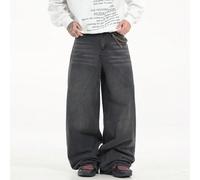 1 pezzo Pantaloni di jeans casual larghi e lavati di Fratelli della Giustizia, con gamba ampia (esclusa cintura/accessori) L,M,S,XL,XS,XXLColore unicoDenim