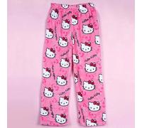 1 pezzo Pantaloni pigiama in morbido peluche con Hello Kitty, licenza Sanrio, cartone animato soffice e spesso, (a causa delle differenze di taglia tra i paesi, fare riferimento alla tabella delle tag