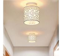 1 pezzo Paralume in ferro cavo, paralume cilindrico con design a taglio floreale a 5 petali, plafoniera in metallo E27 Bianco,neroFerro