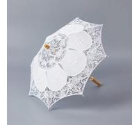 1 pezzo Parasole vintage con motivo floreale casuale, 8 stecche ad apertura manuale, resistente alla scolorimento, manico in legno, delicato design in pizzo, adatto come accessorio fotografico, per fe