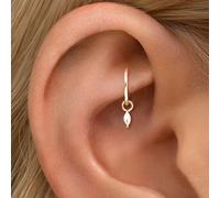 1 pezzo Pendente a forma di ferro di cavallo in argento sterling 925 con pietra di zirconia, 1 orecchino a cerchio cerniera da 16G - Adatto per cartilagine, elice, naso, setto nasale, molletta senza f