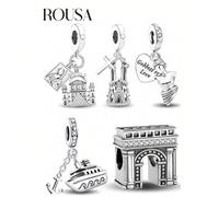 1 pezzo Pendente a forma di Torre Eiffel in argento sterling 925, adatto per bracciali, braccialetti e accessori di gioielleria fai-da-te per le donne, decorazione per uso quotidiano Stile 1,Stile 2,S