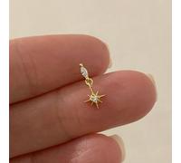 1 pezzo Pendente a stella dorata con filettatura interna per labret | Orecchini a perno in argento sterling 925 ipoallergenici | Orecchini piatti per cartilagine | Anelli per il labbro | Accessori uni