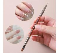 1 pezzo Pennello per arte di unghie stile giapponese serie marrone con due punte, per creare o dipingere sfumature di colore, adatto sia per uso domestico che per salone, pennelli per nail design per 