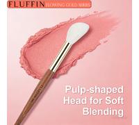 1 pezzo Pennello per fard FLUFFIN E07 piccolo, setole naturali, pennello stippling in pelo di capra dalla punta fine, accuratamente selezionato per un contouring preciso del fard Crine di cavallo