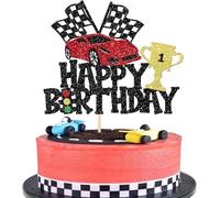 1 pezzo per auto da corsa, decorazione per torta Happy Birthday Cake Topper per auto da corsa, decorazione per torta per ragazzi e ragazze per compleanno cupcake toppers baby shower compleanno festa
