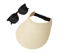 1 Pezzo Per Il Cappello A Cilindro Vuoto Delle Donne, 1 Pezzo Di Occhiali Da Sole, Cappello Di Paglia Pieghevole, Cappello Da Sole Semplice, Protezione Solare All'Aperto.