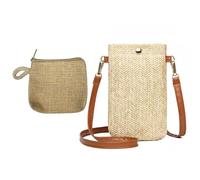 1 Pezzo Per La Borsa Del Telefono Cellulare Di Donne E 1 Pezzo Di Monete, Borsa A Spalla Di Paglia, Borsa Da Viaggio Per Le Vacanze Estive, Borsa Boho -Crossbody.