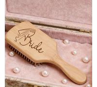 1 pezzo Pettine con cuscinetto d'aria unico per la sposa, spazzola per capelli in bambù intagliata al laser per la decorazione del matrimonio, spazzola a paletta quadrata per il massaggio del cuoio ca