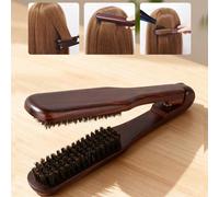 1 pezzo Pettine diritto in legno, resistente al calore, adatto per lo styling e la cura dei capelli delle donne, pettine diritto a forma di V, spazzola per capelli resistente al calore di qualità prof